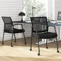 Set of 2 Office Chair with Mesh Back - Black