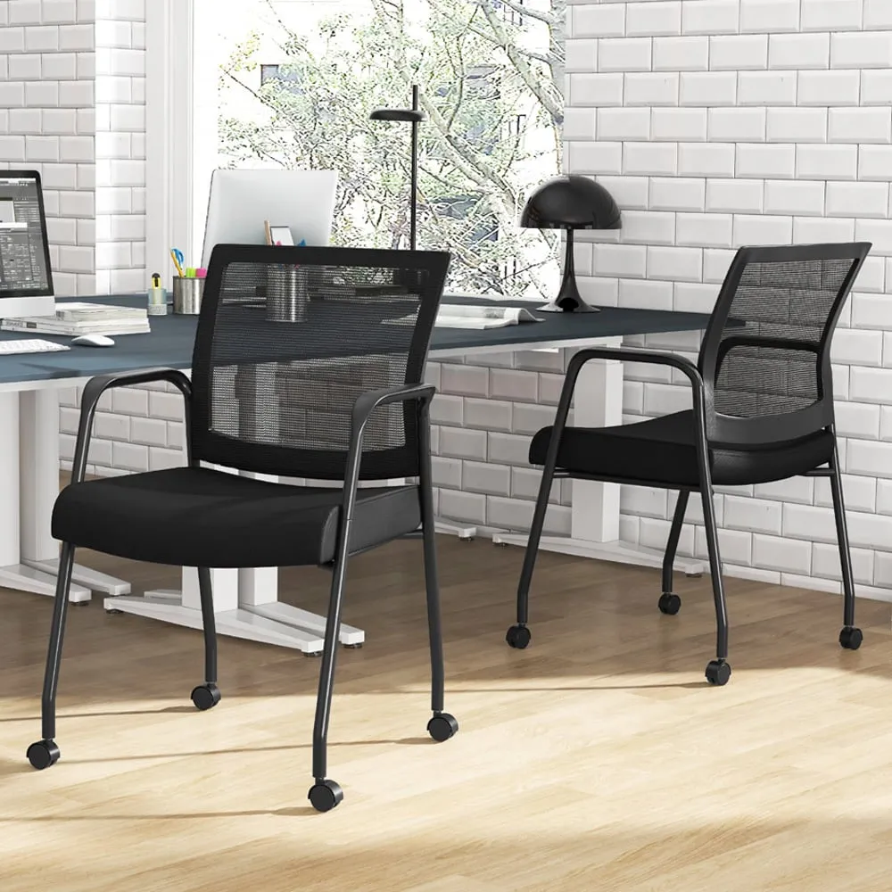 Set of 2 Office Chair with Mesh Back - Black