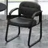 Set of 2 Office Chair with Sled Base - Black, Leather