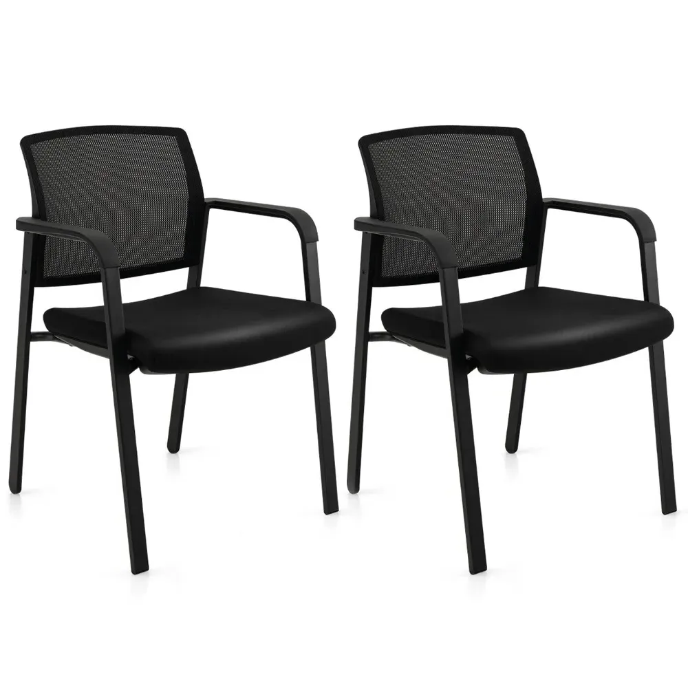 Set of 2 Office Chair with Stackable Design - Black