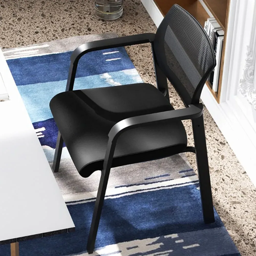 Set of 2 Office Chair with Stackable Design - Black