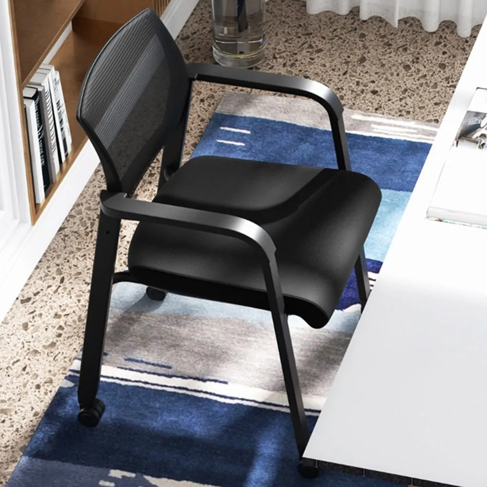 Set of 2 Office Chair with Stackable Design - Black