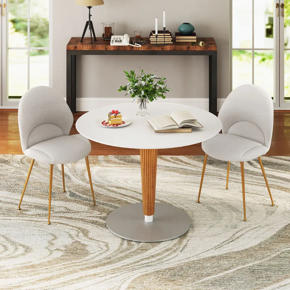 Set of 2 Upholstered Accent Chairs with Curved Backrest - Grey