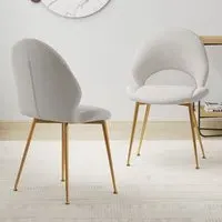 Set of 2 Upholstered Accent Chairs with Curved Backrest - Grey