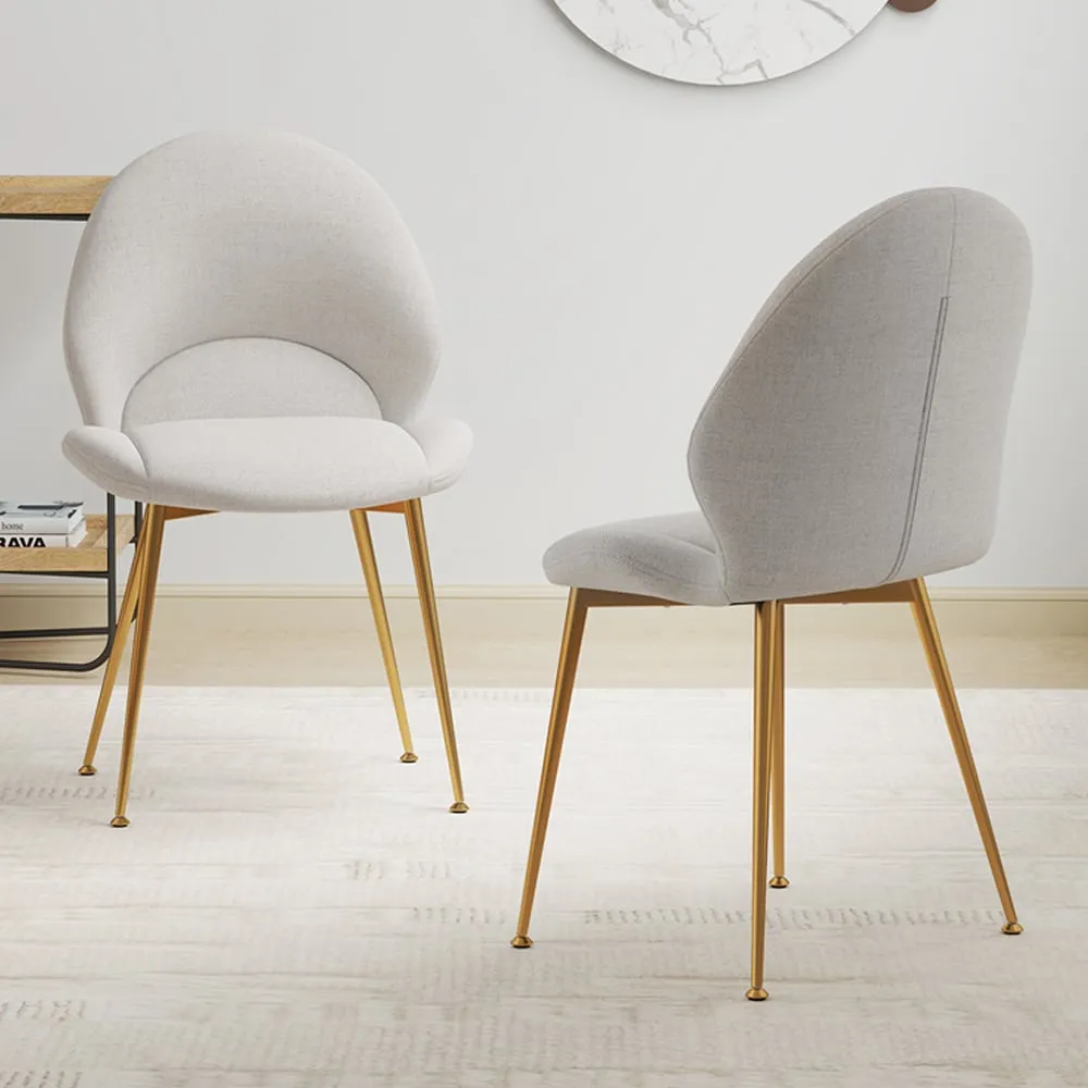 Set of 2 Upholstered Accent Chairs with Curved Backrest - Grey image