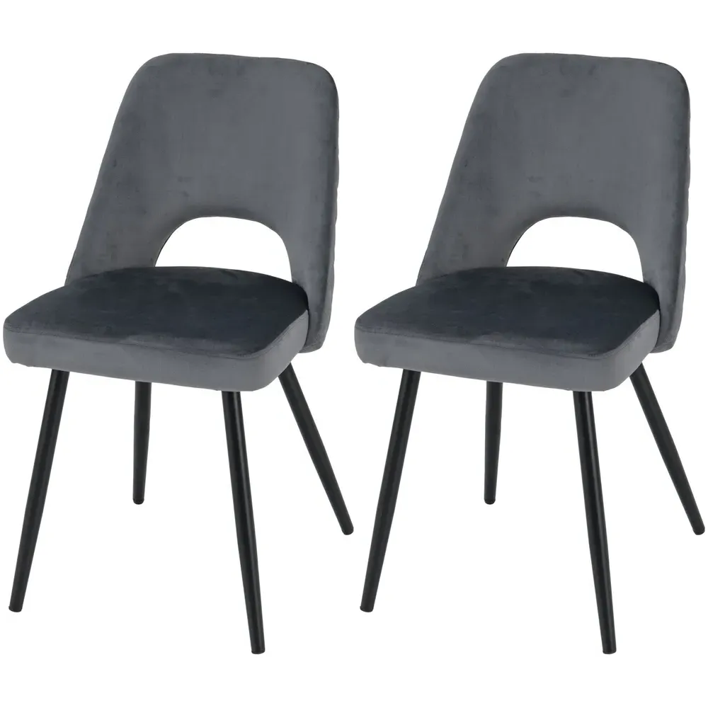Set of 2 Upholstered Dining Chairs - Grey