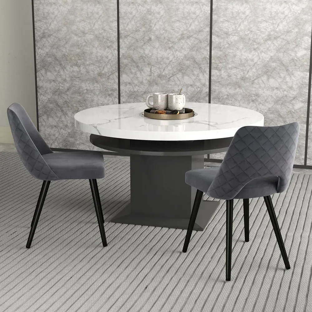 Set of 2 Upholstered Dining Chairs - Grey