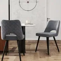 Set of 2 Upholstered Dining Chairs - Grey
