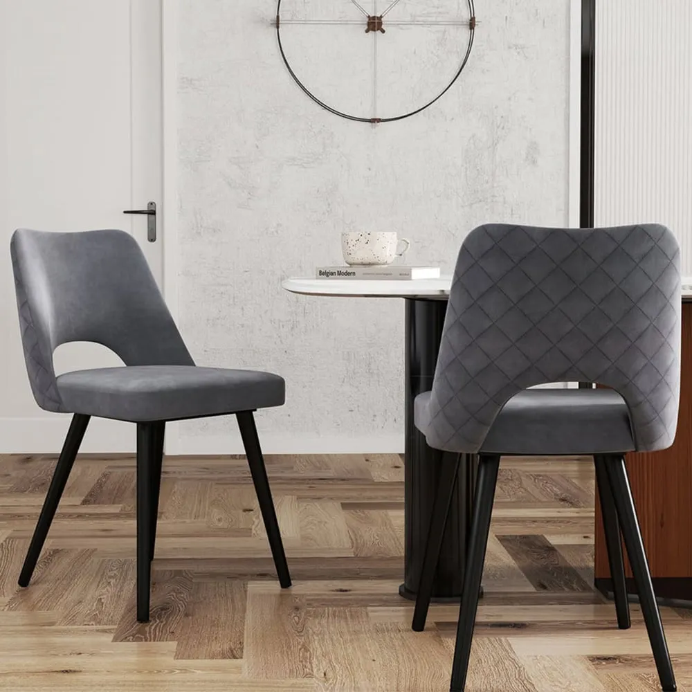 Set of 2 Upholstered Dining Chairs - Grey