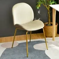 Set of 2 Velvet Dining Chairs - Beige