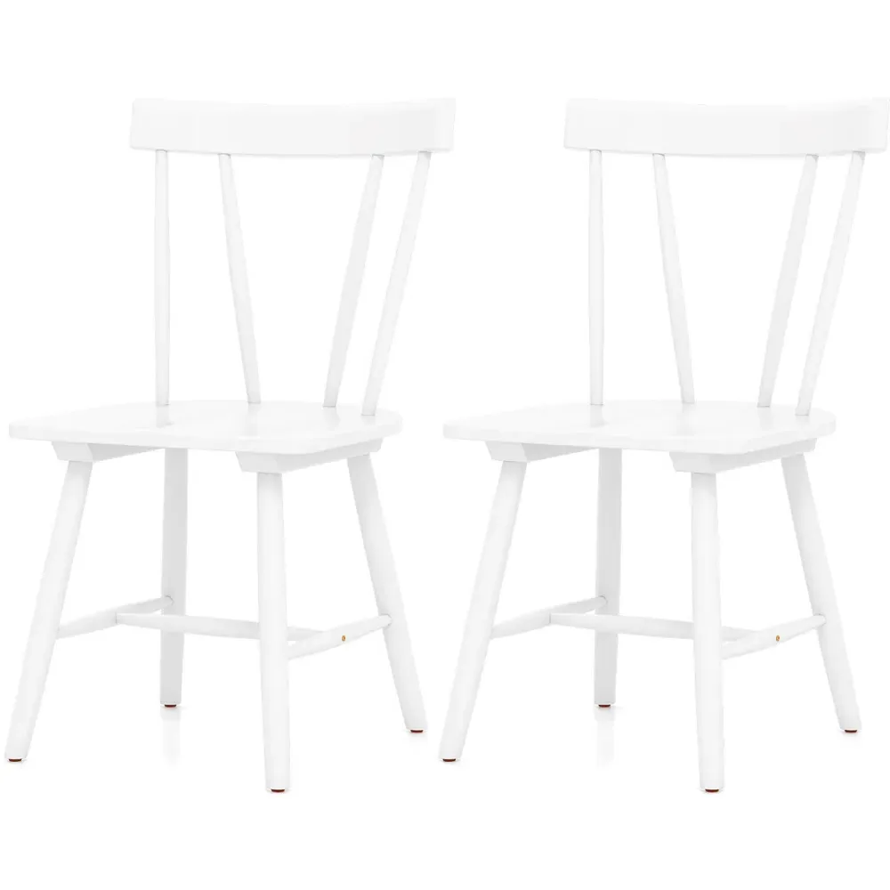 Set of 2 Windsor Chairs - White, Rubber Wood