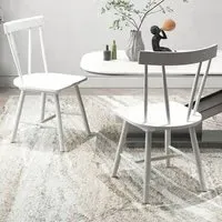 Set of 2 Windsor Chairs - White, Rubber Wood