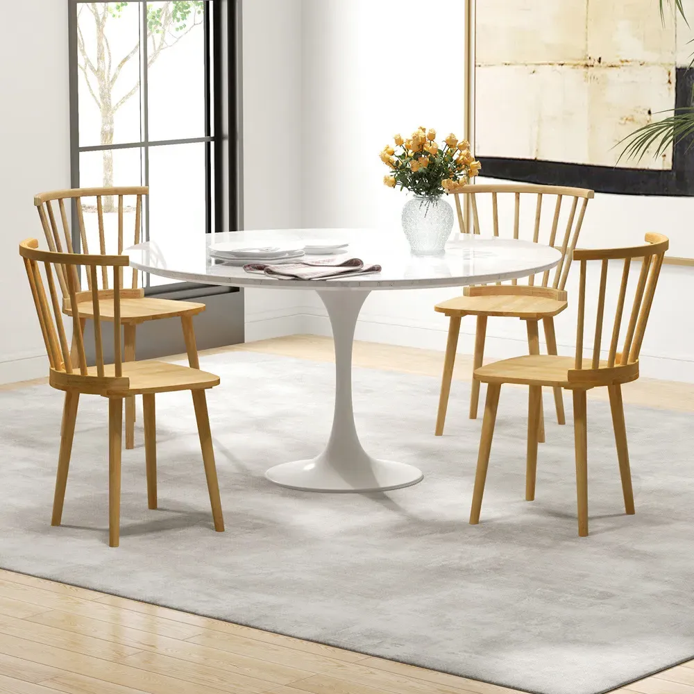 Set of 2 Windsor Dining Chairs with Large Spindle Back - Cream