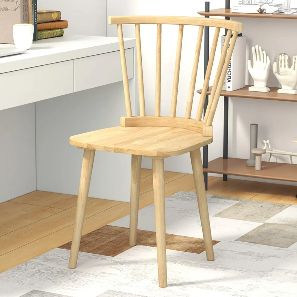 Set of 2 Windsor Dining Chairs with Large Spindle Back - Cream