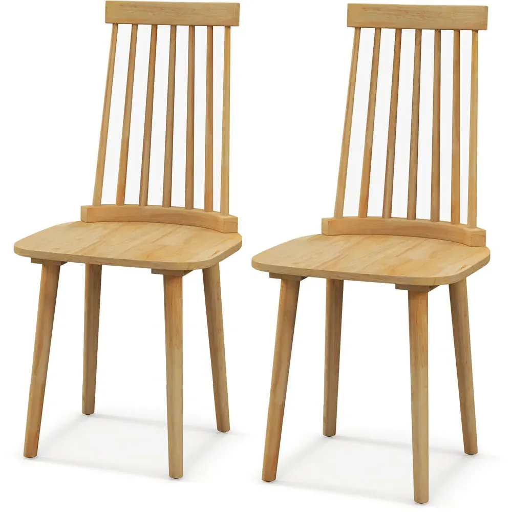 Set of 2 Windsor Dining Chairs with Spindle Back - Cream