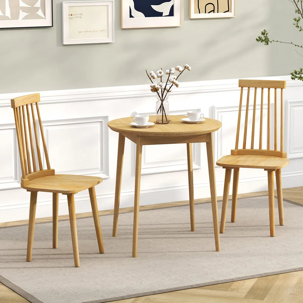 Set of 2 Windsor Dining Chairs with Spindle Back - Cream