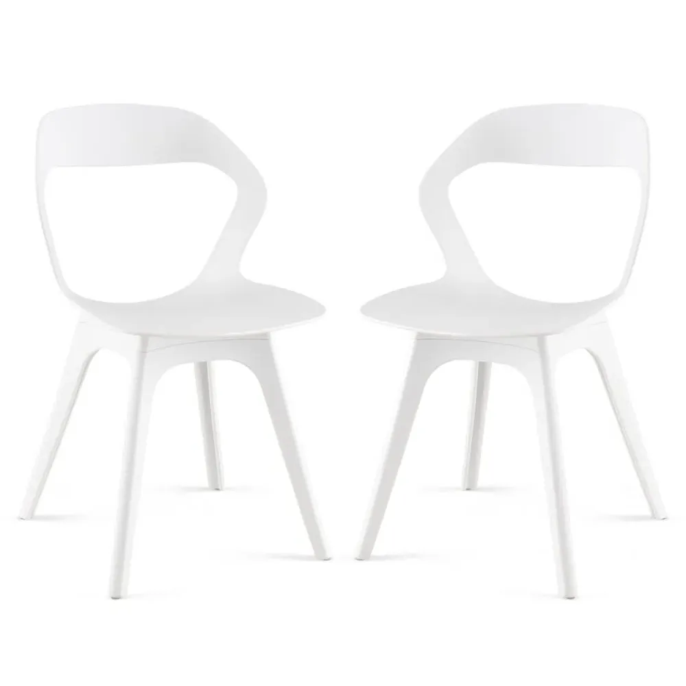 Set of 2 Wingback Dining Chairs - White
