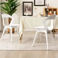 Set of 2 Wingback Dining Chairs - White