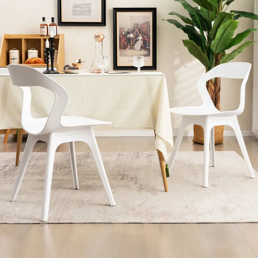 Set of 2 Wingback Dining Chairs - White