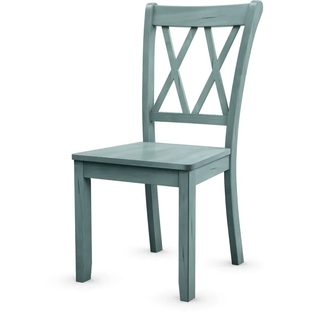 Set of 2 Wooden Dining Chairs - Green