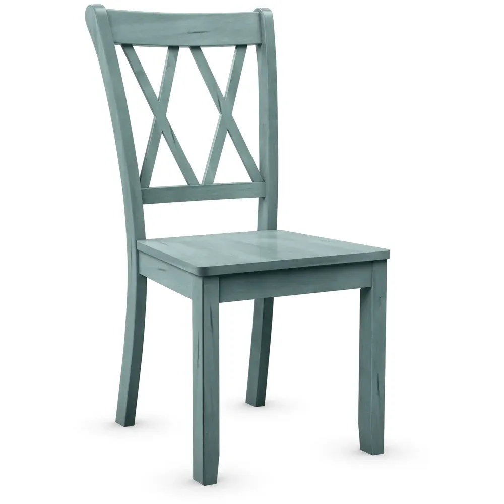 Set of 2 Wooden Dining Chairs - Green