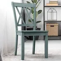 Set of 2 Wooden Dining Chairs - Green