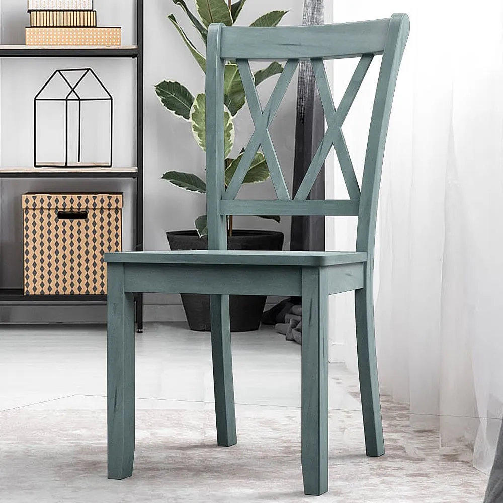 Set of 2 Wooden Dining Chairs - Green