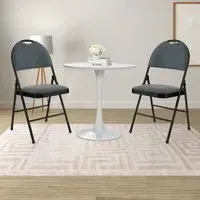 Set of 4 Folding Dining Chairs with Footrest - Grey, Fabric