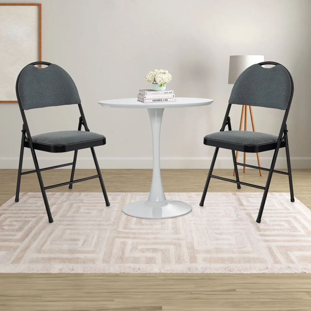 Set of 4 Folding Dining Chairs with Footrest - Grey, Fabric image