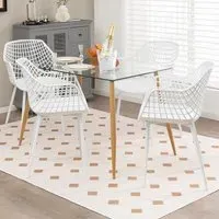Set of 4 Hollow Backrest Dining Chairs - White