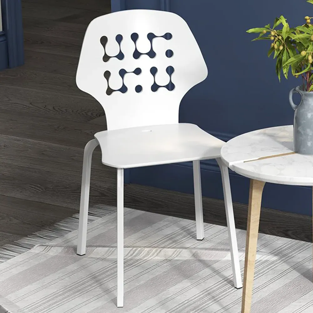 Set of 4 Hollowed Backrest Dining Chairs - White image