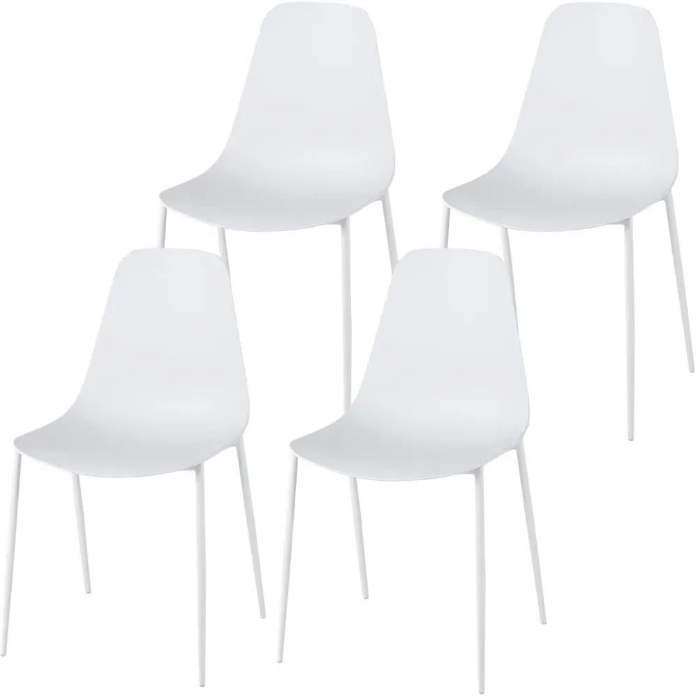 Set of 4 Metal Dining Chairs - White