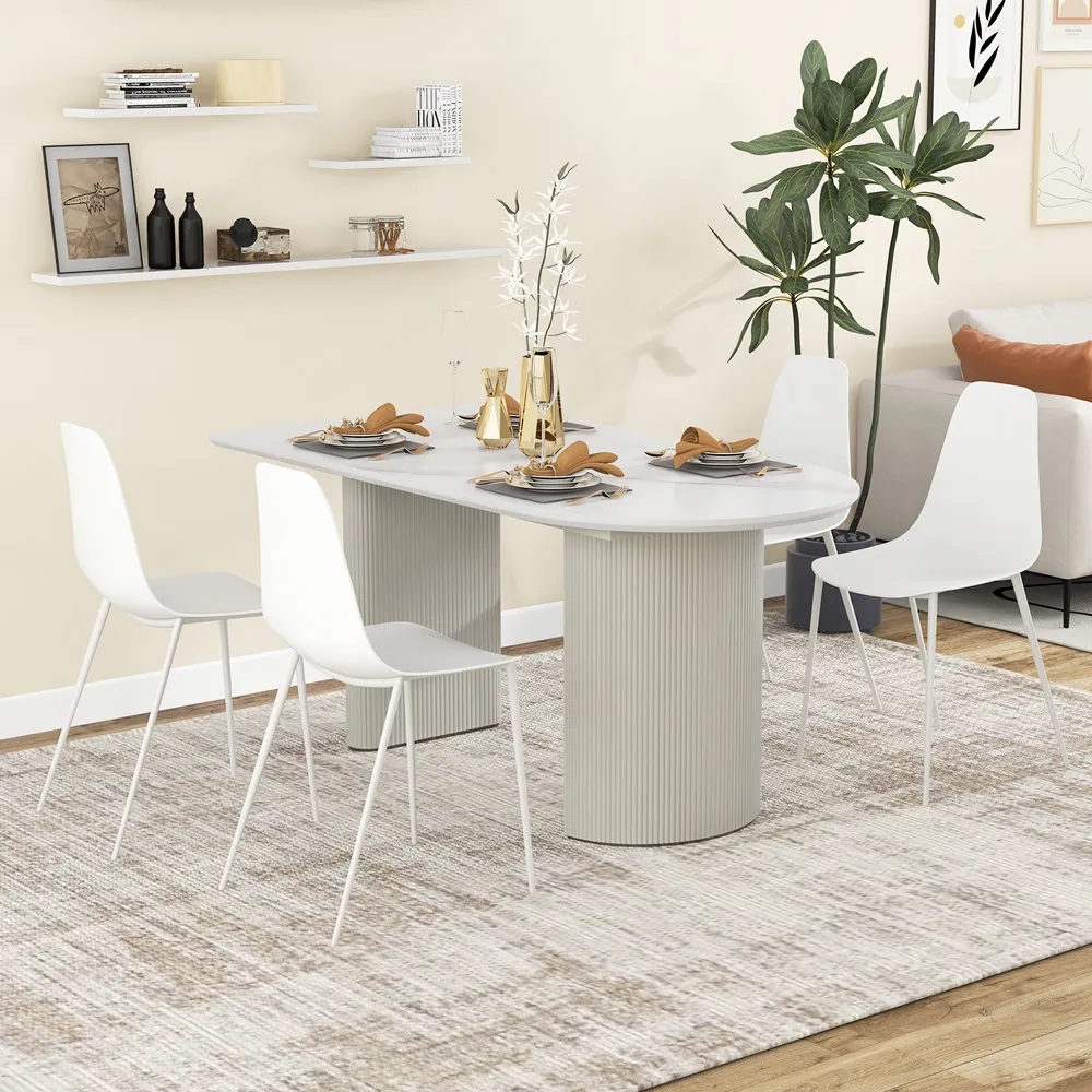 Set of 4 Metal Dining Chairs - White