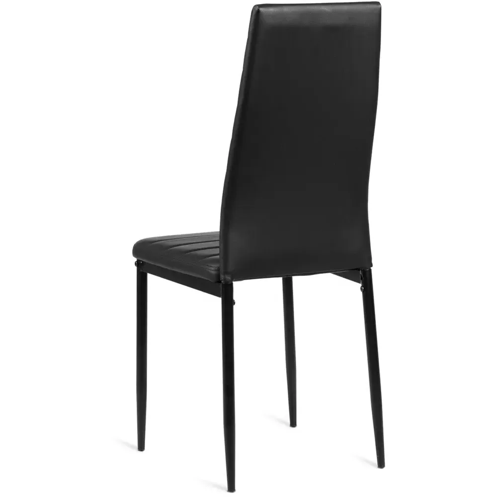 Set of 6 Dining Chairs - Black, PVC Leather