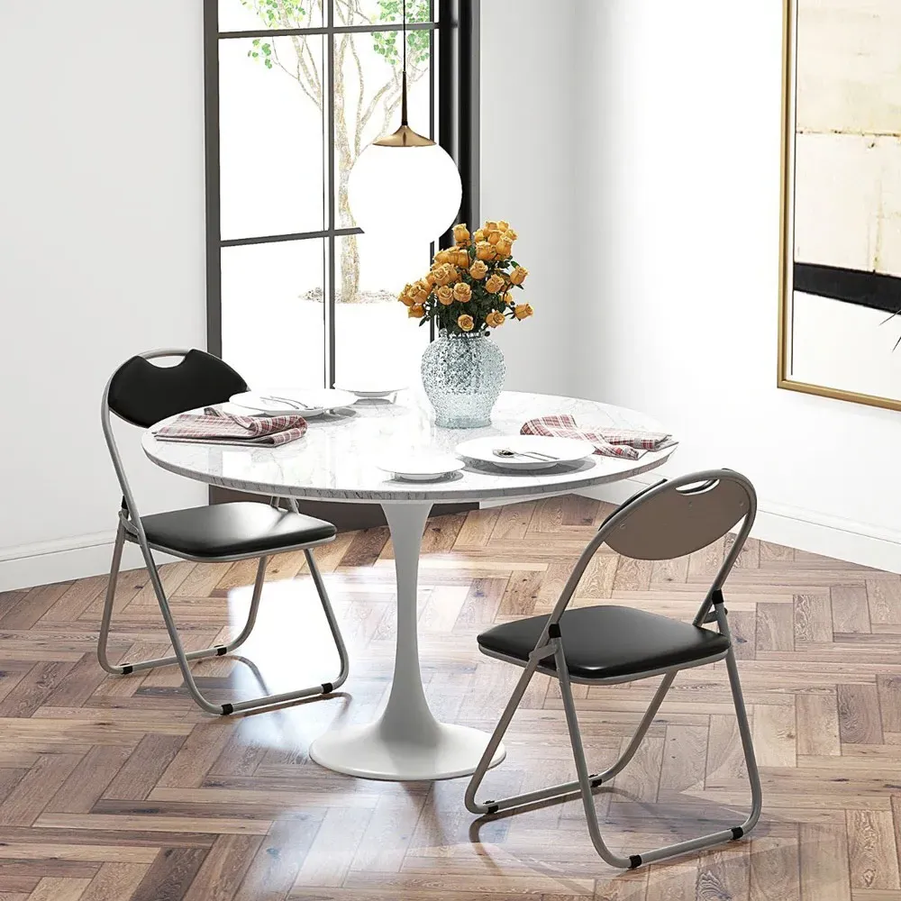 Set of 6 Foldable Dining Chairs - Black