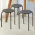 Set of 6 Round Stool - Black, Metal