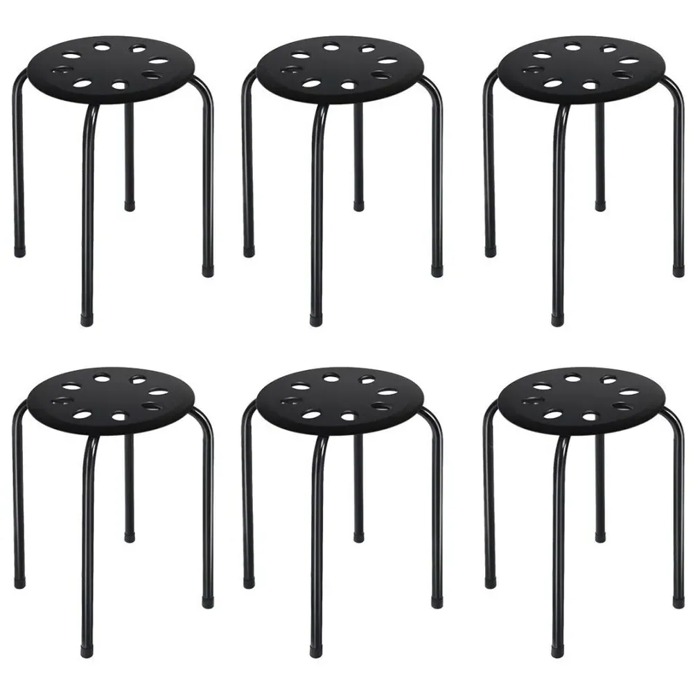 Set of 6 Stackable Dining Stools - Black