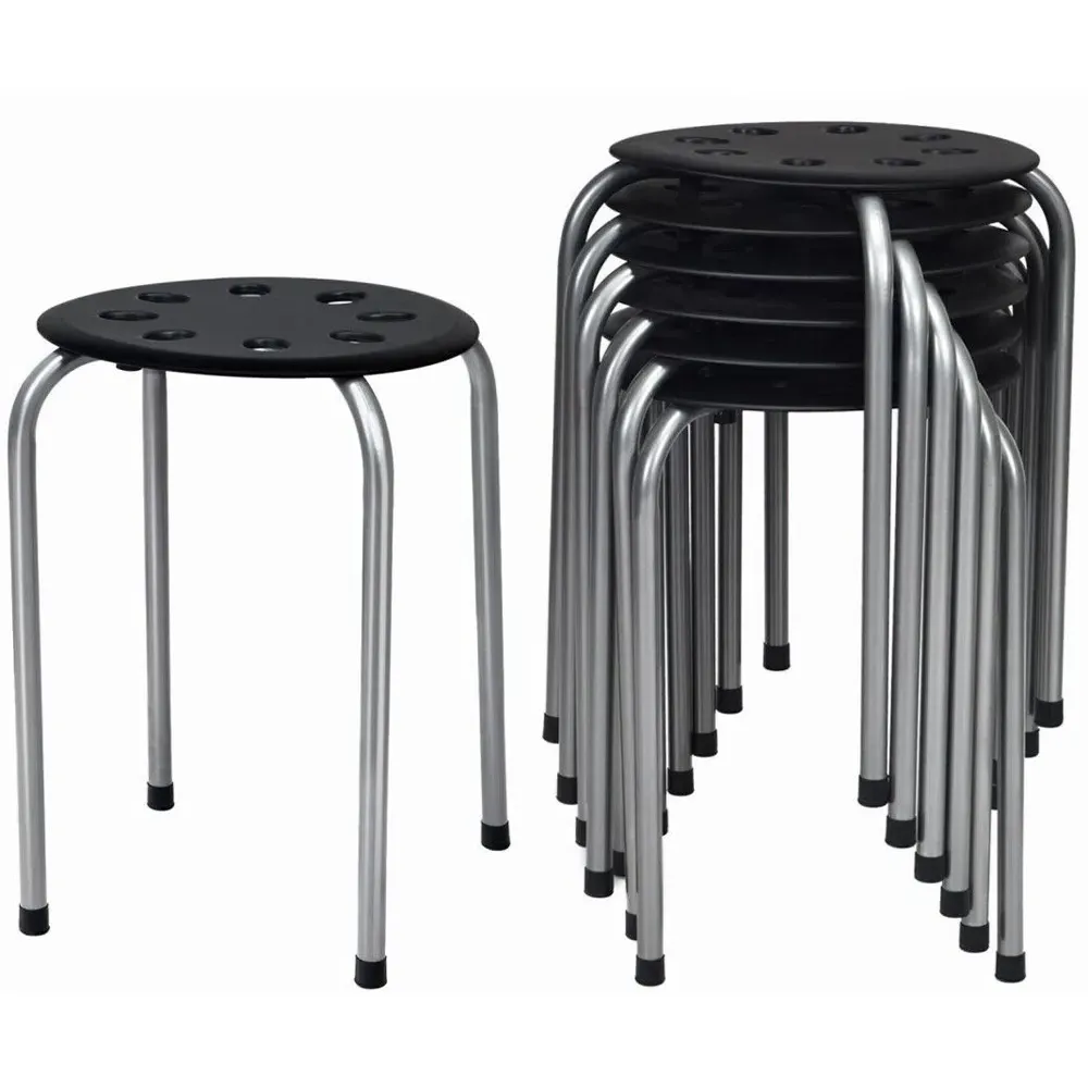 Set of 6 Stackable Dining Stools - Grey