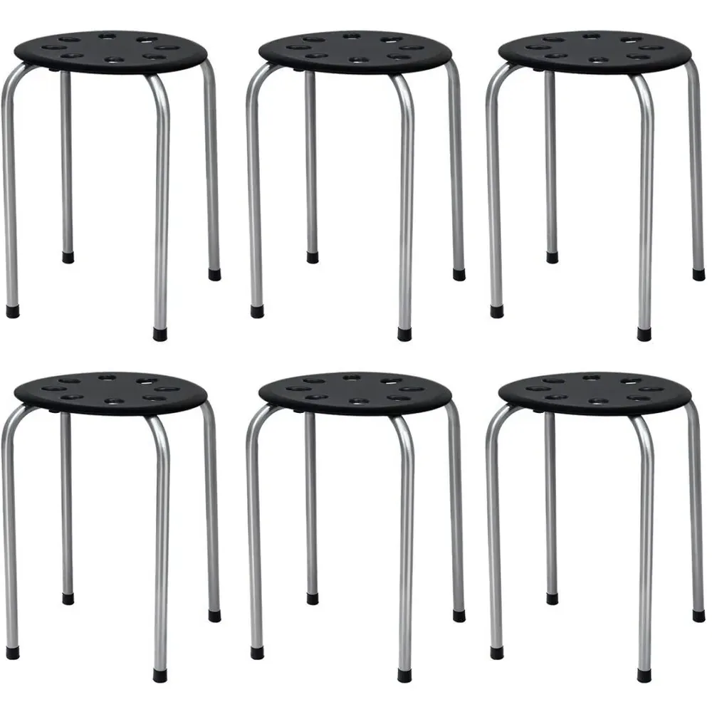 Set of 6 Stackable Dining Stools - Grey