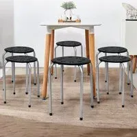 Set of 6 Stackable Dining Stools - Grey
