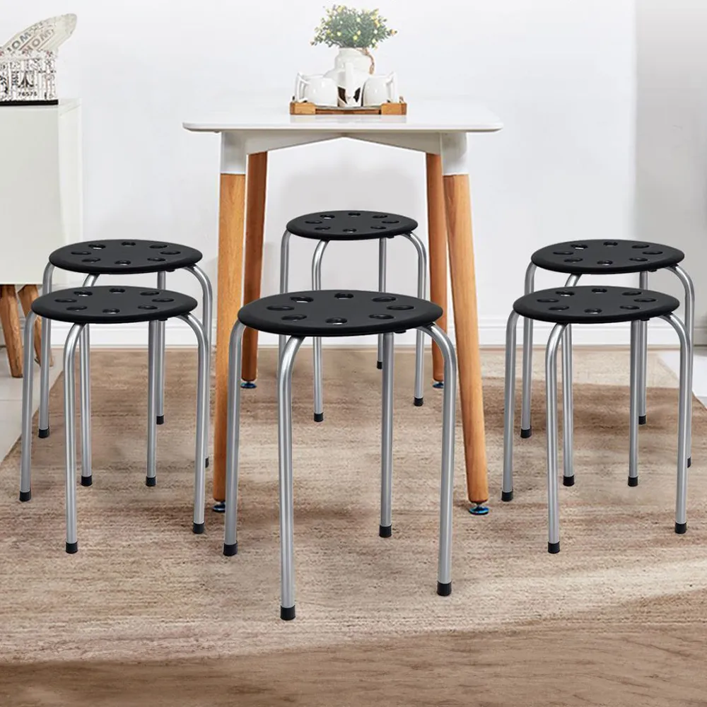 Set of 6 Stackable Dining Stools - Grey image