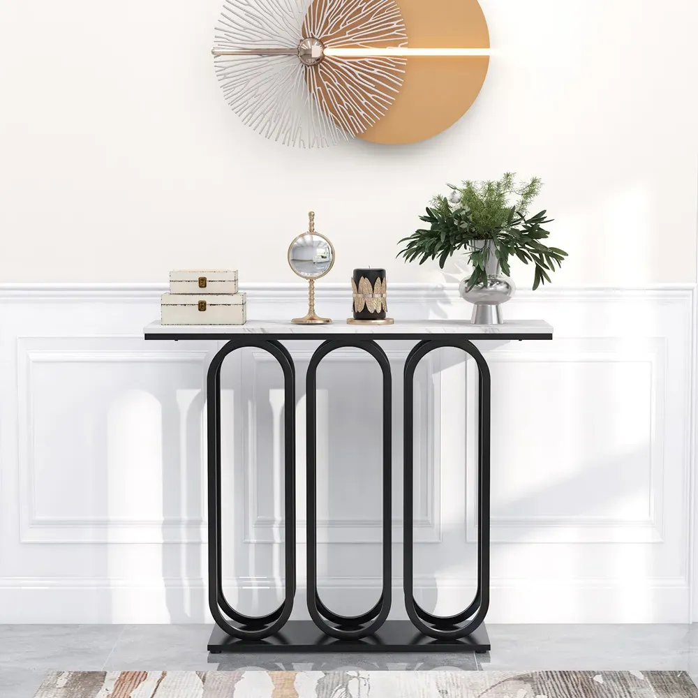 Side Table - Black, Faux Marble