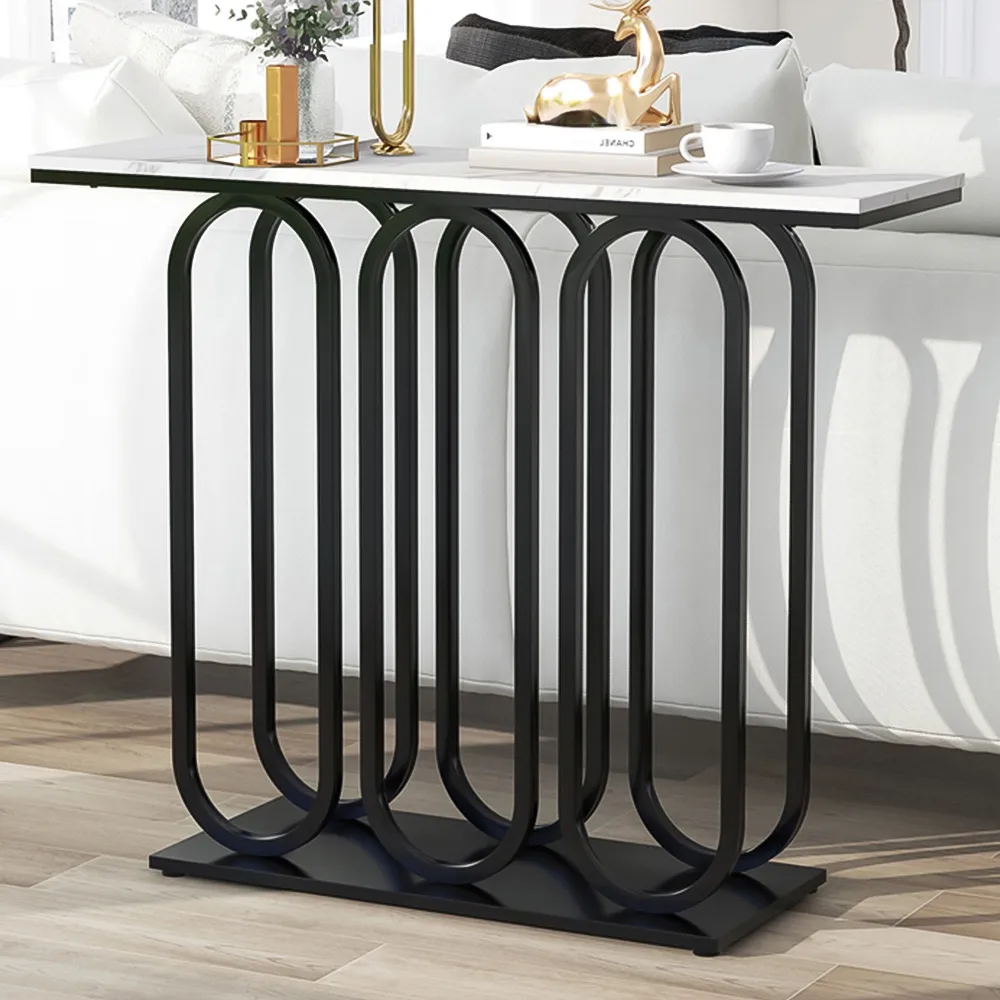 Side Table - Black, Faux Marble