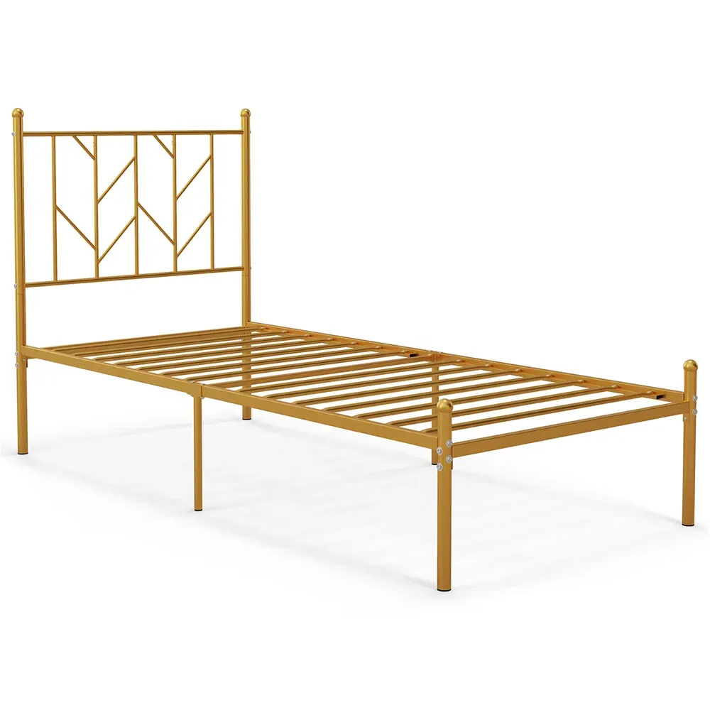 Single Bed Frame - Gold, Metal