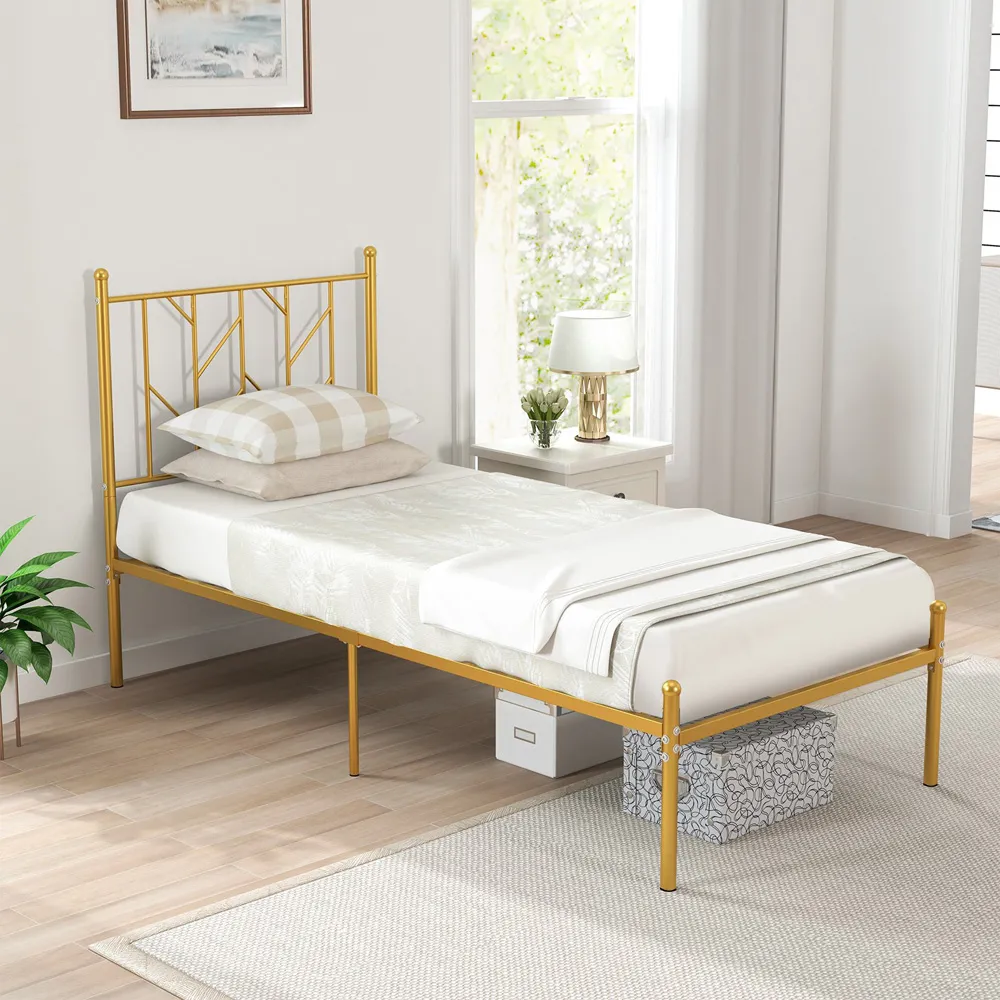 Single Bed Frame - Gold, Metal