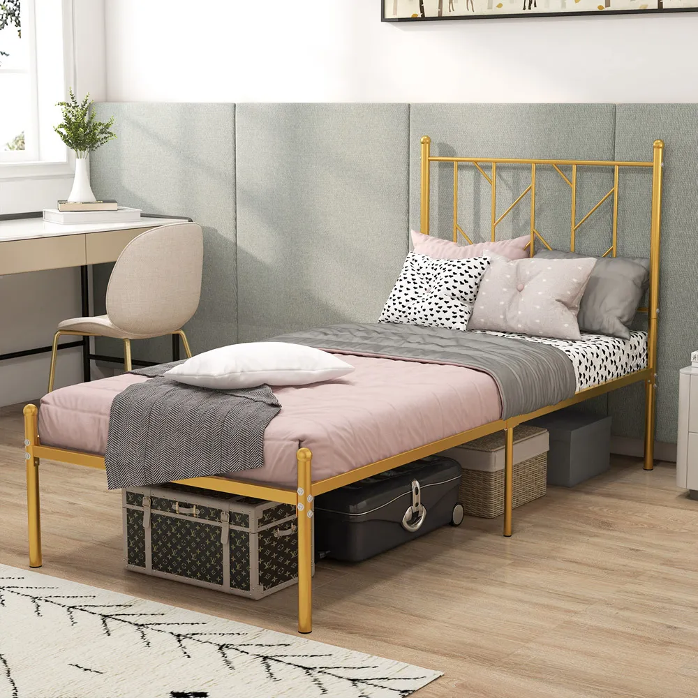 Single Bed Frame - Gold, Metal