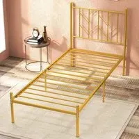 Single Bed Frame - Gold, Metal