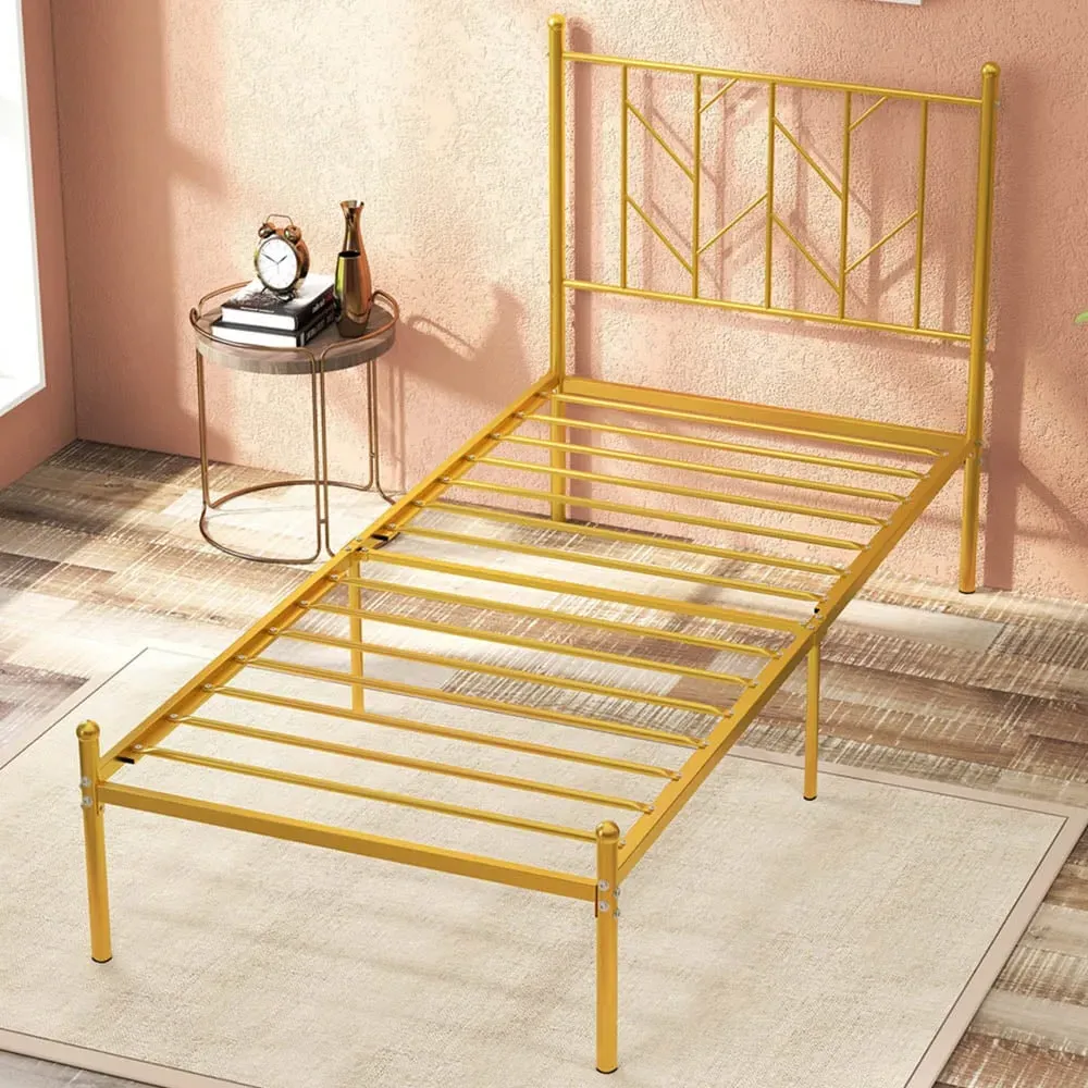 Single Bed Frame - Gold, Metal