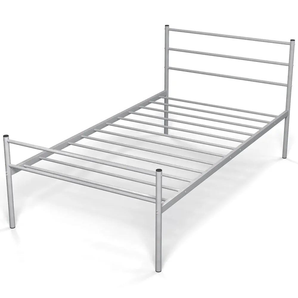 Single Bed Frame - Silver, Metal