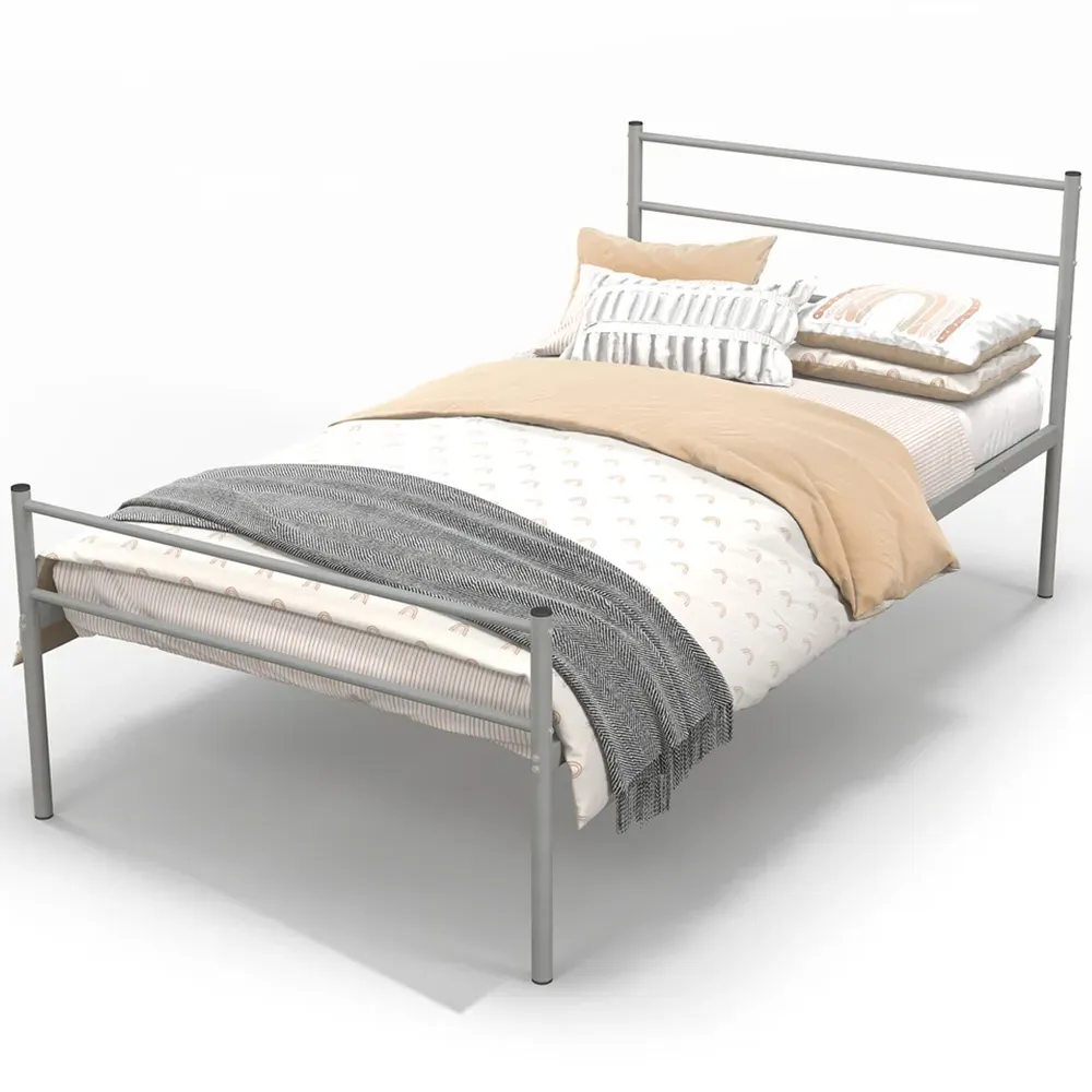 Single Bed Frame - Silver, Metal